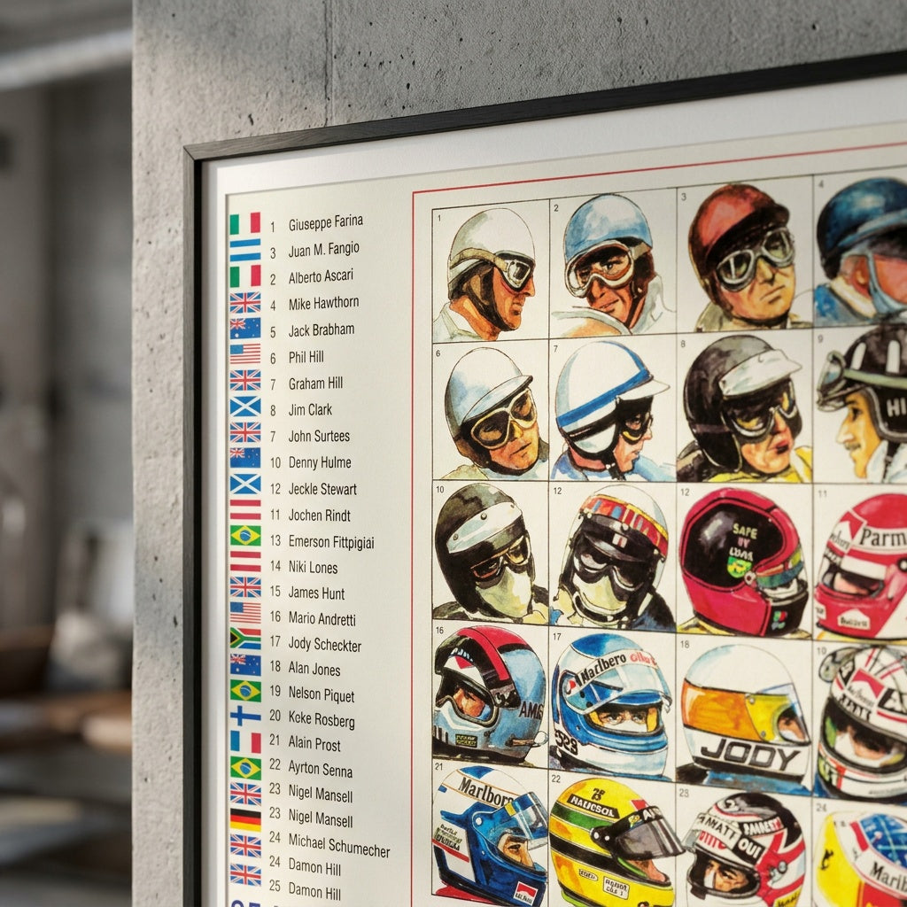 Formula 1 Poster - 25 World Champions Formula 1 1950 - 1996 | 50 x 70 cm