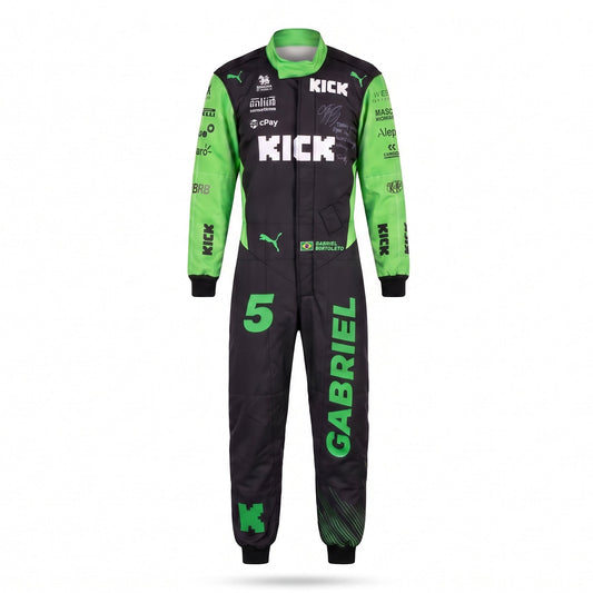Official Race-Worn Gabriel Bortoleto 2025 Kick Sauber F1 Suit – Signed by Bortoleto