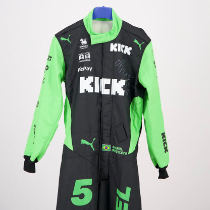 Official Race-Worn Gabriel Bortoleto 2025 Kick Sauber F1 Suit – Signed by Bortoleto