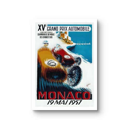 Monaco Grand Prix 1957 poster - vintage Formule 1 wanddecoratie 50x70 cm