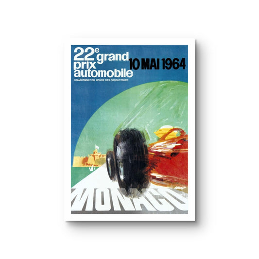 Monaco Grand Prix 1964 poster - vintage Formule 1 wanddecoratie 50x70 cm