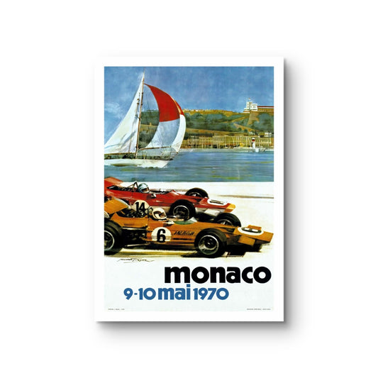 Monaco Grand Prix 1970 poster - vintage Formule 1 wanddecoratie 50x70 cm