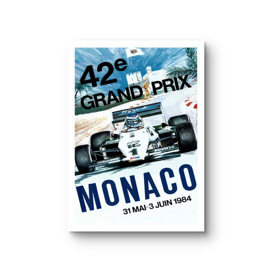 Monaco Grand Prix 1984 poster - vintage Formule 1 wanddecoratie 50x70 cm