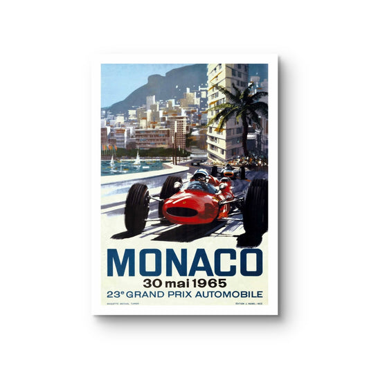 Monaco Grand Prix 30 mei 1965 poster - vintage Formule 1 wanddecoratie 50x70 cm