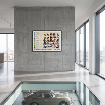 Formula 1 Poster - 25 World Champions Formula 1 1950 - 1996 | 50 x 70 cm